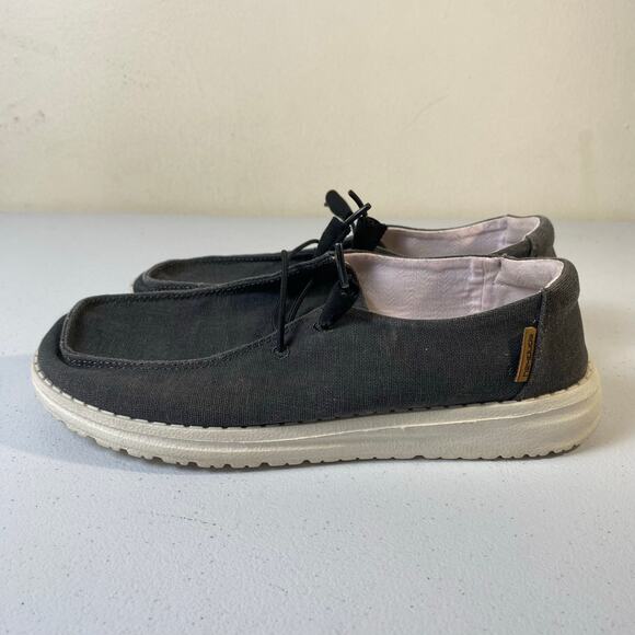 Hey Dude Women's Size 7 Wendy Chambray Off Black Slip On Loafer Comfort Sneaker - Picture 3 of 14